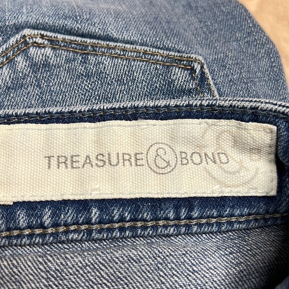 TREASURE & Bond Grant Mid Rise Ankle Boyfriend Jeans w/Floral Embroidery- Sz 28 - Picture 7 of 8